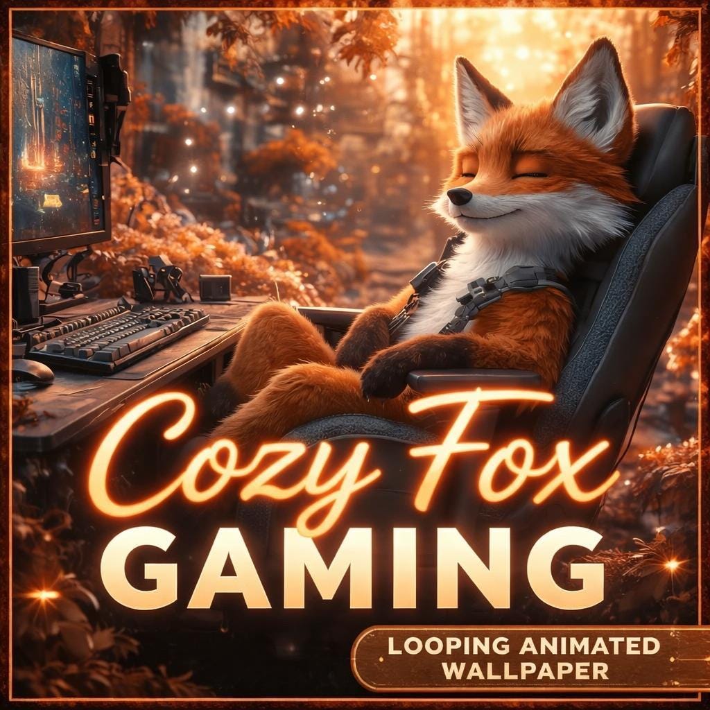 Animated Background Loop | Cozy Fox Gamer Aesthetic | Lofi Seamless Video for Streams, YouTube, VJ, Overlays