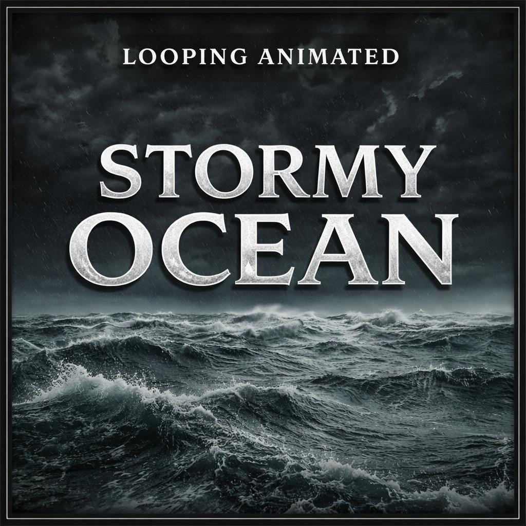 Ocean Storm Lightning Loop Video | Sea waves background, rain and thunder, stormy ocean | VJ loops, streaming, overlays