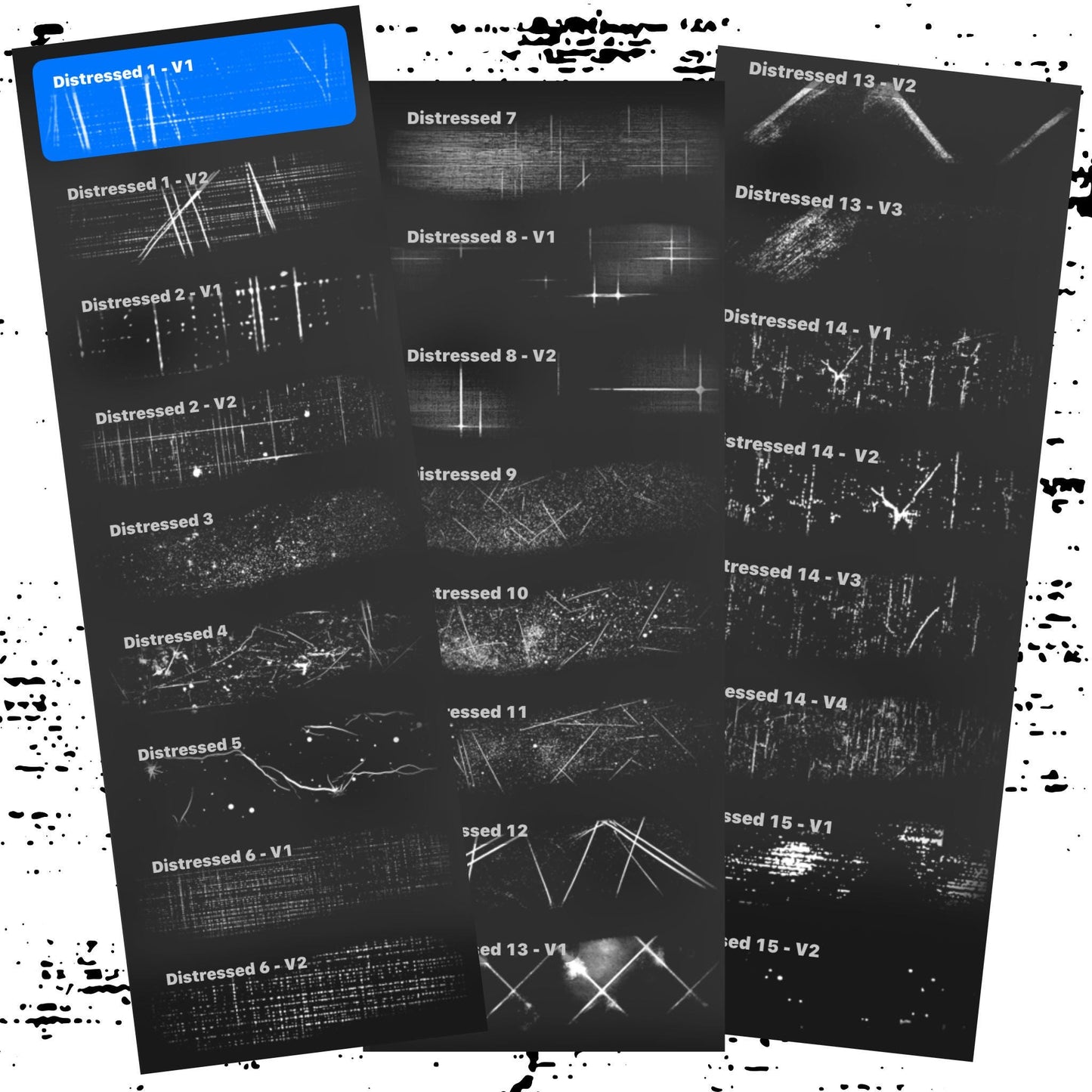 15 Distressed Texture Procreate Brushes, T-Shirt Design (Brushset File)