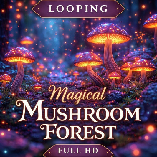 Glowing Mushroom Forest Loop Video | Seamless nature background, cozy ambience, animated screen | forest video, mushroom loop