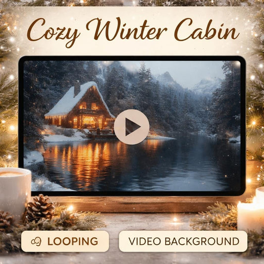 Cozy Winter Cabin Background | Snowfall Loop Animated Screen | Lofi Cozy Ambience | Winter Video for Relaxing & Streaming