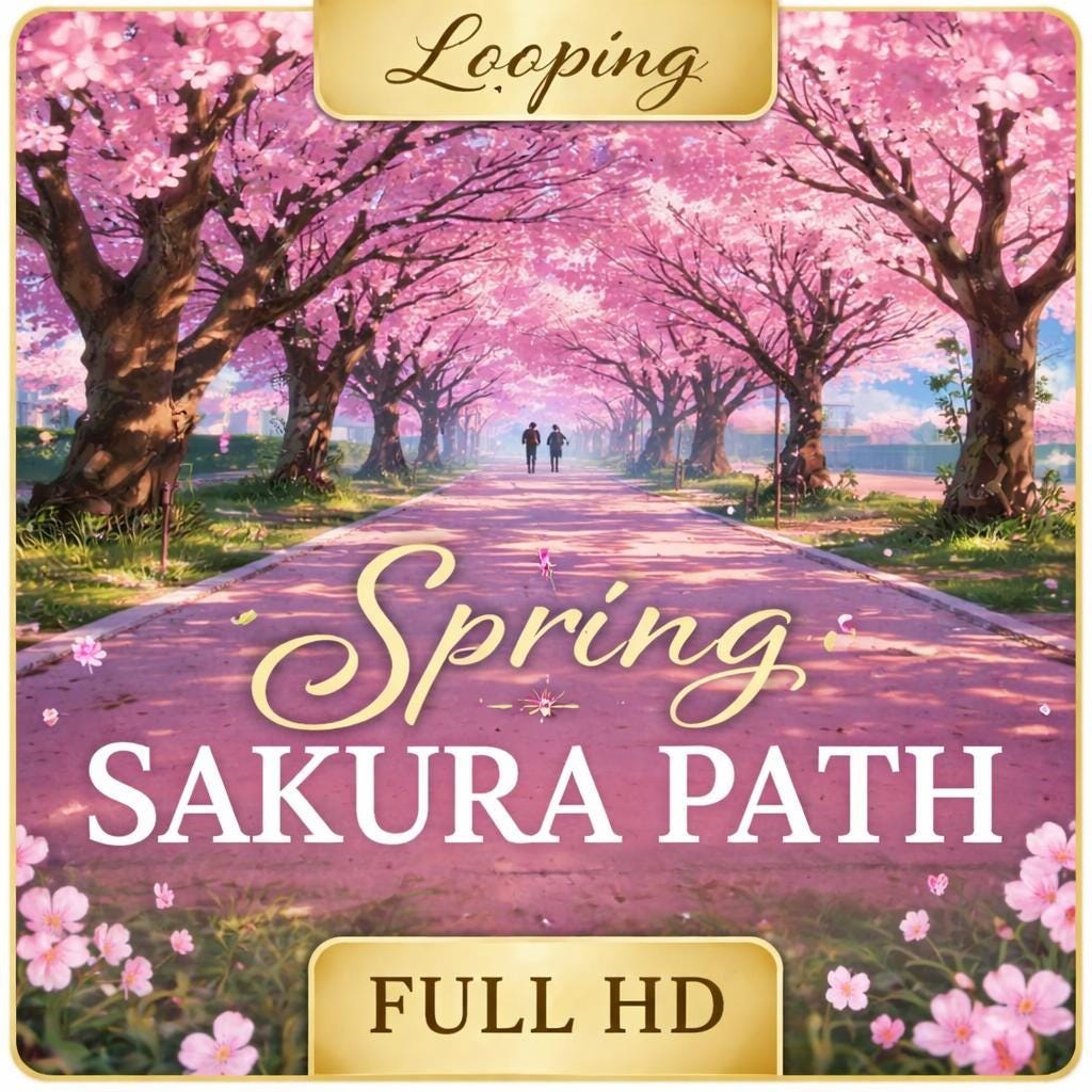 Cherry Blossom looping animated video background, still frame 2
