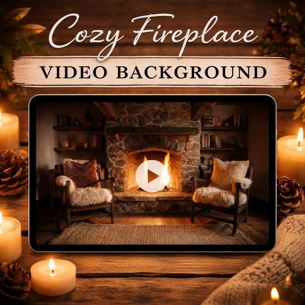 Cozy Cabin Fireplace Loop Video | Lofi cozy ambience background | Relaxing motion background for study, sleep, streaming