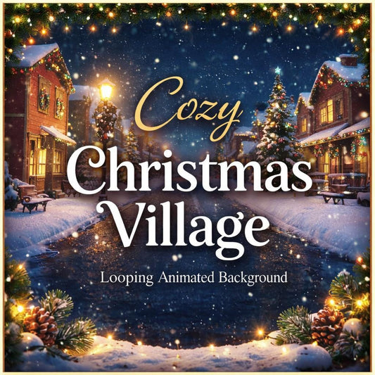 Christmas loop video | Snowy village background seamless animation | Animated backdrop OBS background snow scene