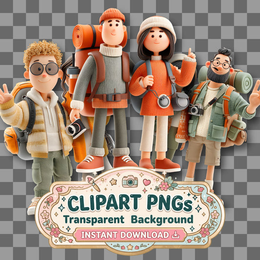 Backpacker Couple Clipart Pngs