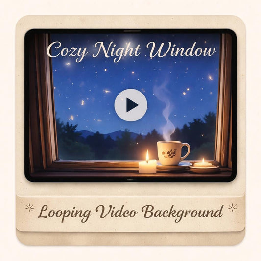 Cozy ambience animated background | Night window coffee loop, lo-fi cafe vibes | Relax, study, stream backdrop video