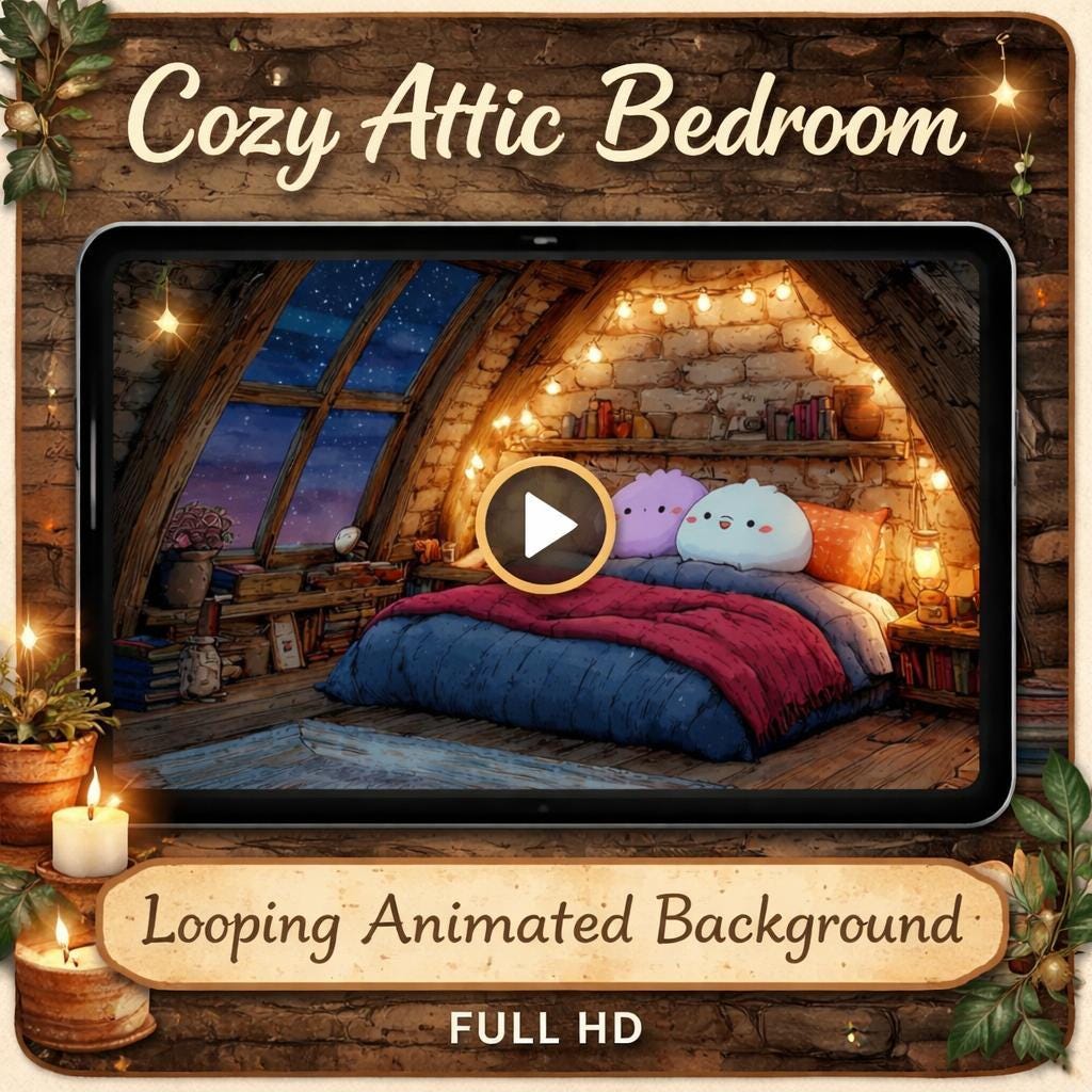 Cozy Cottage Bedroom Animation Loop | Anime Kawaii ambience, lofi room background, VTuber overlay, cozy video for streams & YouTu