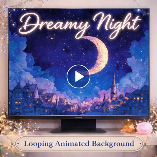 Crescent Moon Night Sky Loop | Space Animation Background, Cloudy Sky, Moon Video | Relaxing Screensaver, Stream Overlay, VJ Visuals