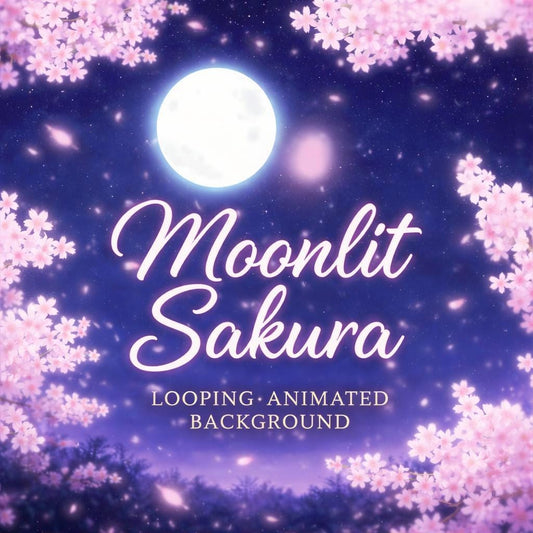 Sakura Moon Night Loop Video | Aesthetic Anime Background, Cozy Ambience, Night Sky, Space, Kawaii, Relaxing, Stream, Overlay