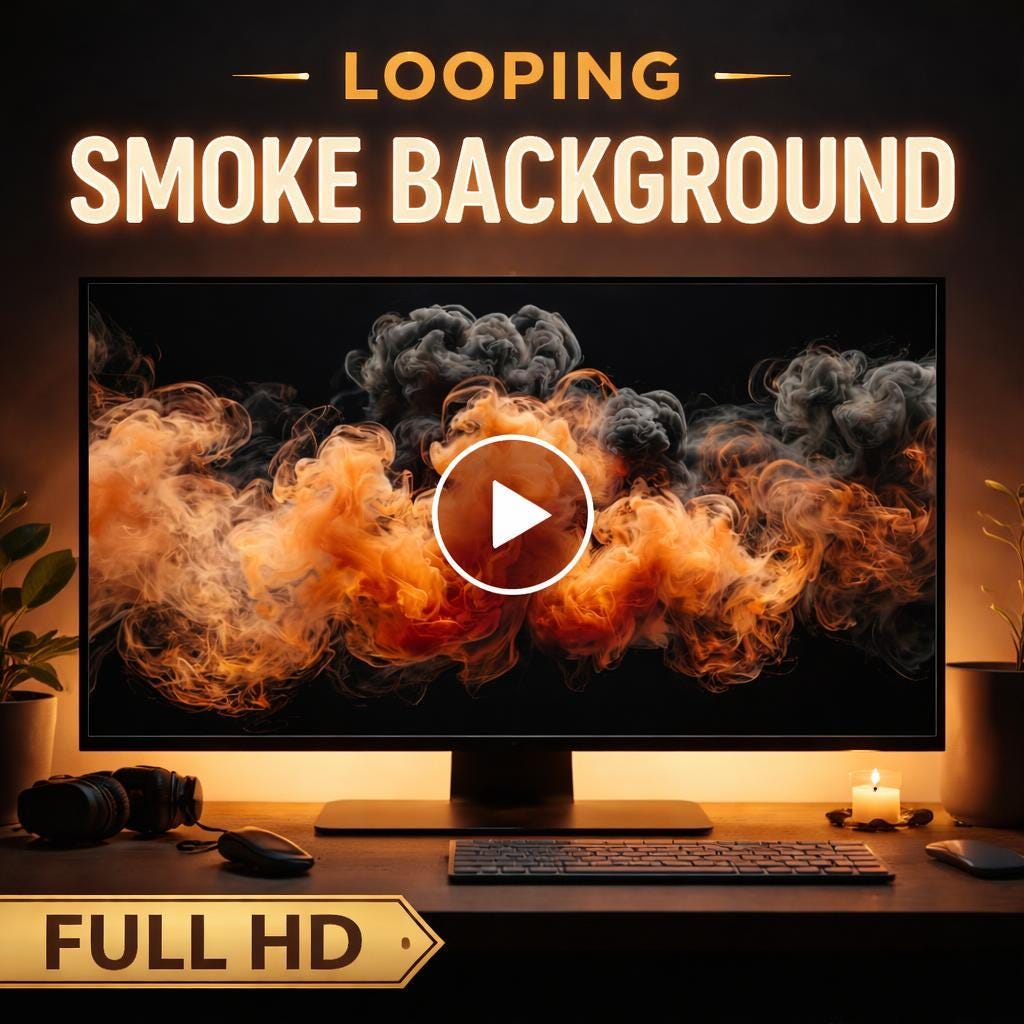 Orange Black Ink Smoke Loop Background | Seamless Animated Video | Abstract Orange Black Ink | Video Background Loop