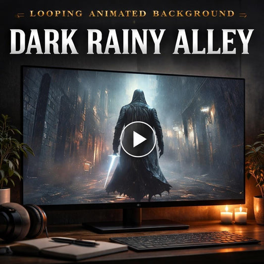 Cyberpunk background | Neon rainy alley loop video, city animated background | Stream overlays, VJ loops, fantasy magic scenes