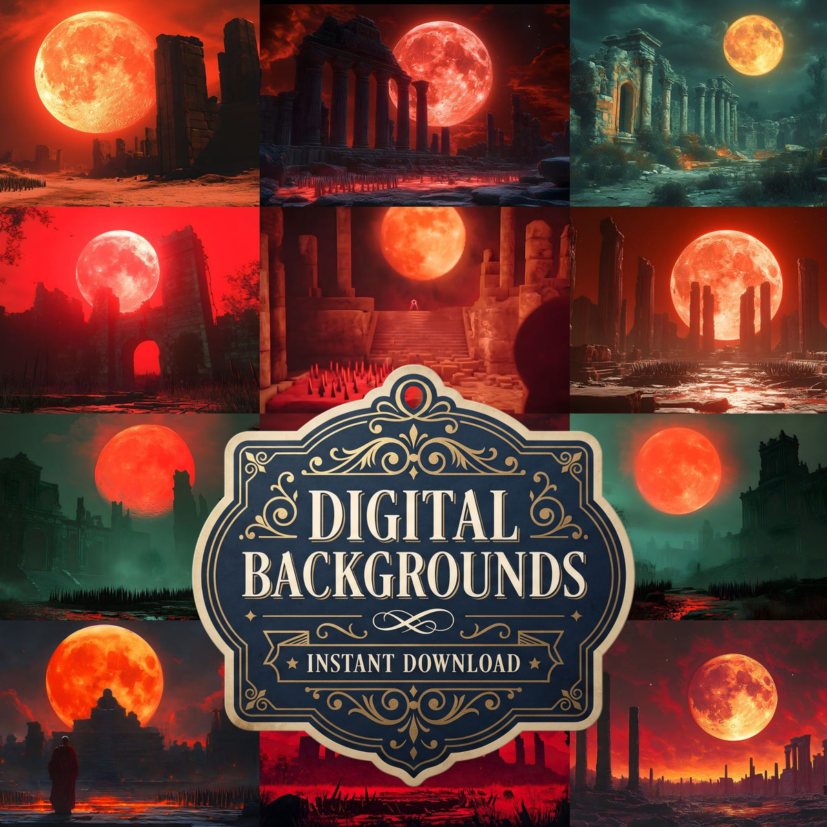 Blood Orange Moon Backdrop Images