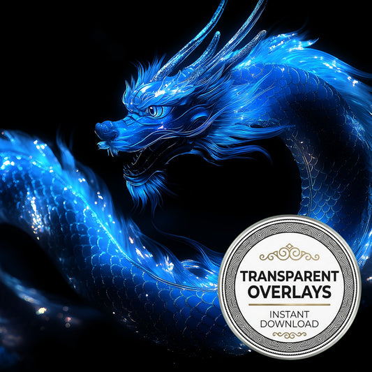 Blue Chinese Dragon Transparent Overlay Pngs