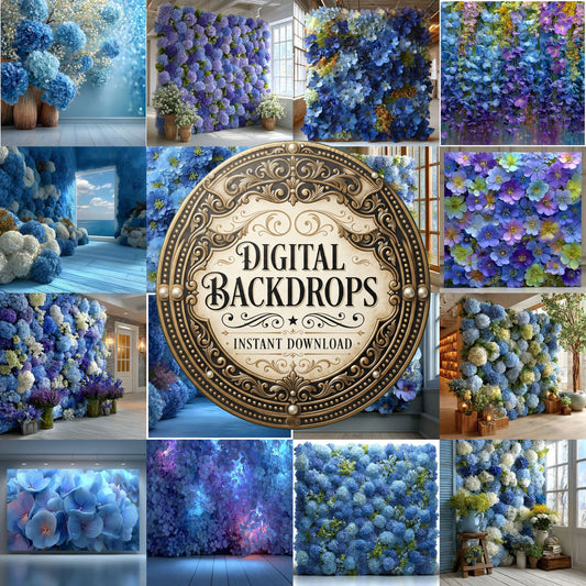Blue Hydrangea Wall Backdrop Images