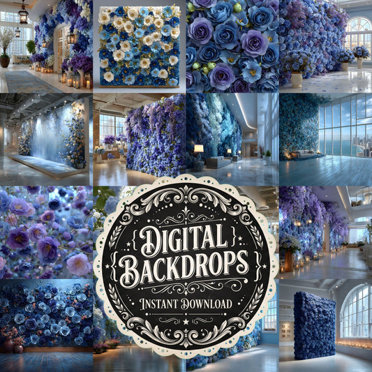 Blue Rose Flower Wall Backdrop Images