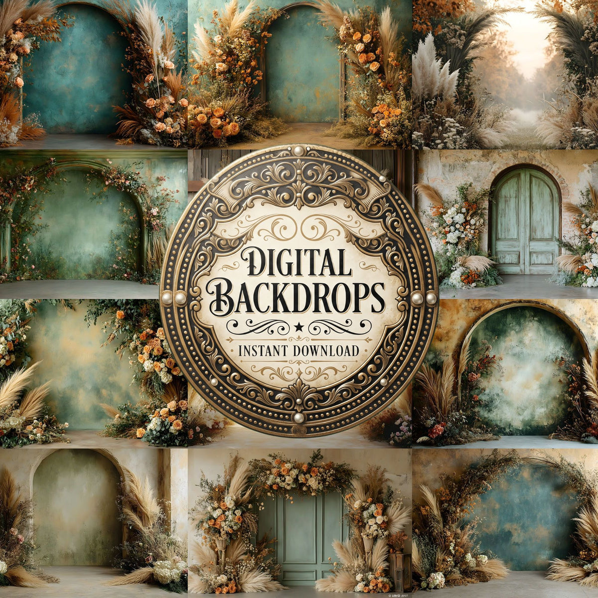 Boho Olive Arch Backdrop Images