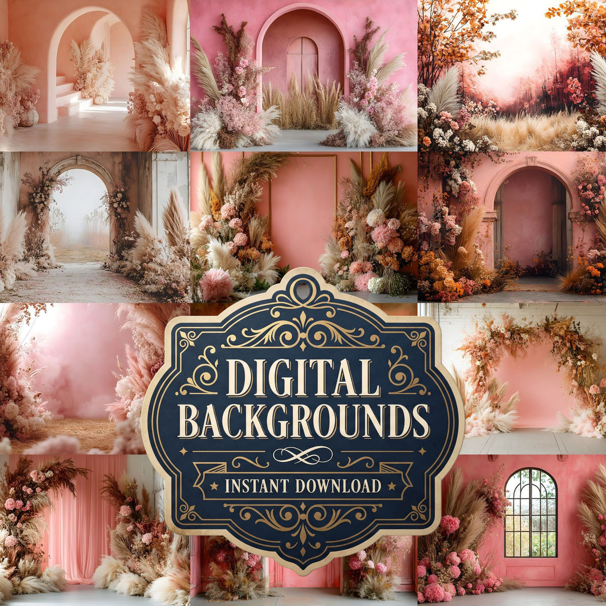 Boho Pink Arch Backdrop Images