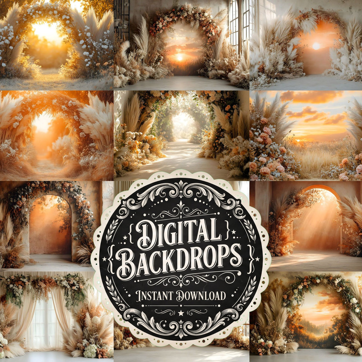 Boho Sunset Arch Backdrop Images