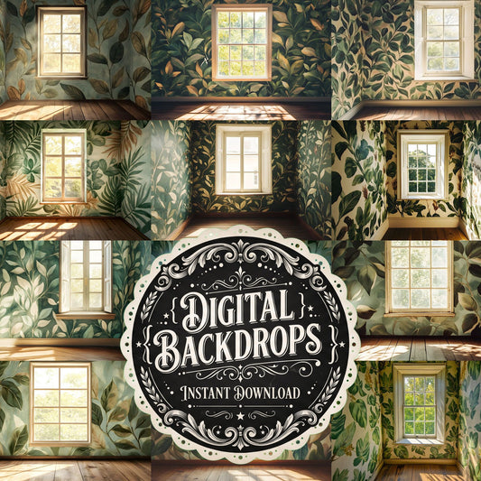 Botanical Window View Backdrop Images