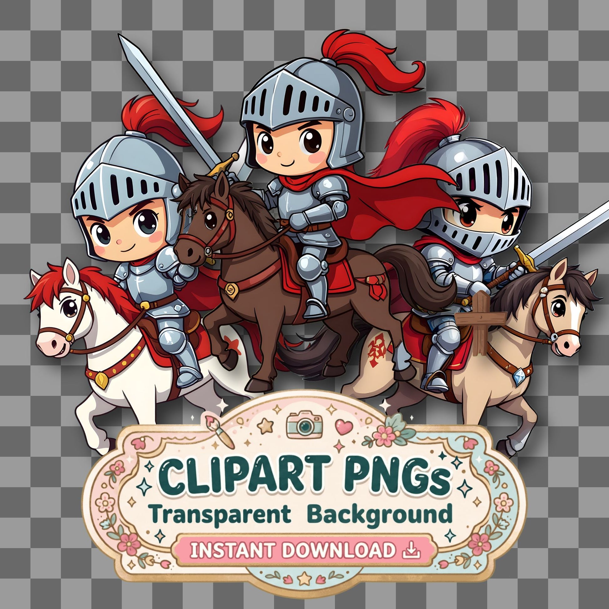 Brave Chibi Knight Clipart Pngs