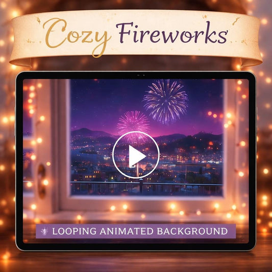 City Window Fireworks Loop Video | Neon city, rain, abstract seamless | Animated background for editing, VJ, overlays