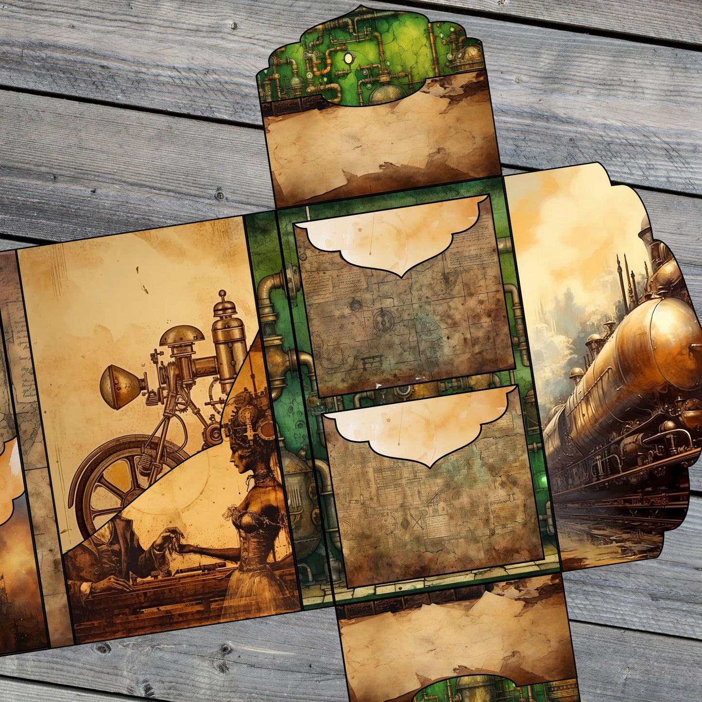 Canva Junk Journal Template - Folio Kit Canva Template - Custom Junk Journal Folio Kit - Digital Folding Folio Folder Kit, Commercial Use