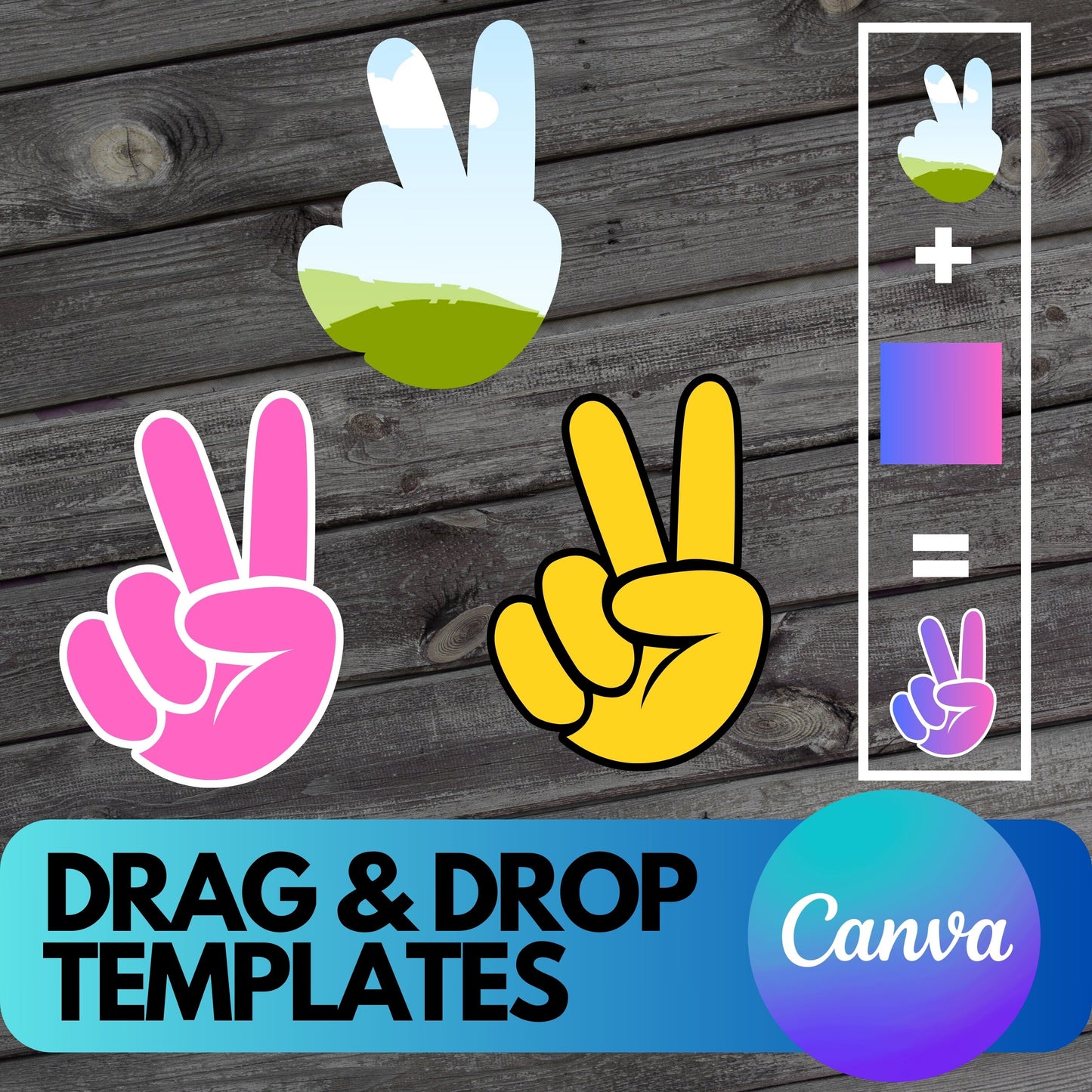 Peace Sign Canva Frames - Drag and Drop Hearts Canva Templates PNG Designs - Peace Sign Doodle SVG Editable Canva Paint Frame Templates
