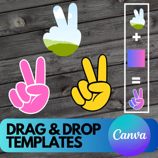 Peace Sign Canva Frames - Drag and Drop Hearts Canva Templates PNG Designs - Peace Sign Doodle SVG Editable Canva Paint Frame Templates