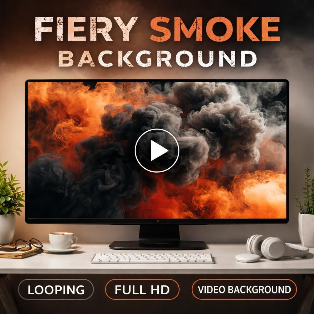 Looping fire smoke animated background | seamless loop video | abstract video background for edits, streams, and overlays