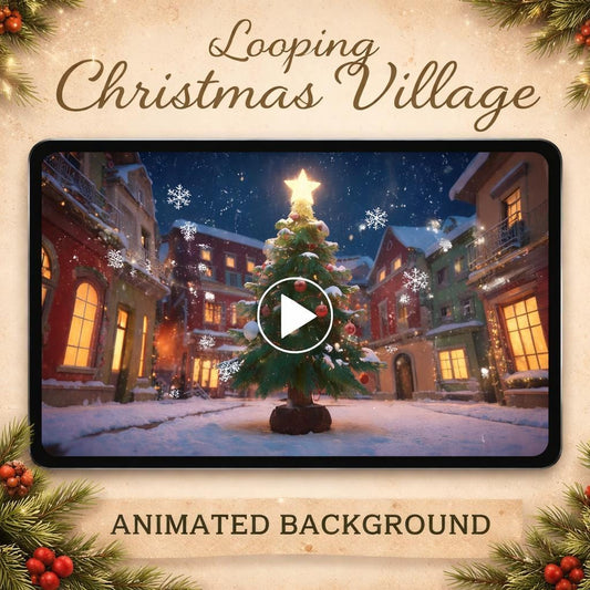 Christmas background animated loop | Snowfall forest tree video | Cozy winter ambience for screens, streaming, events
