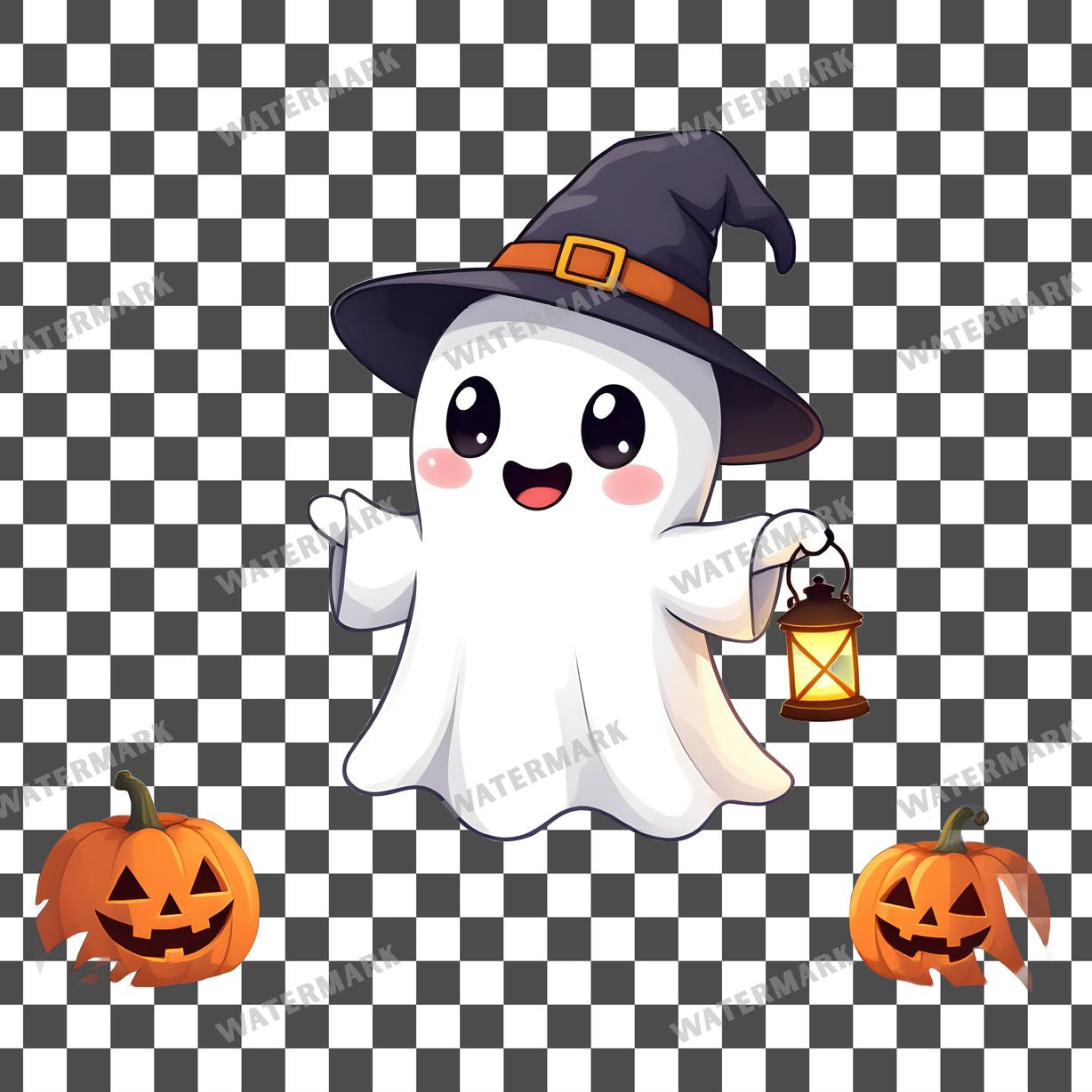 Adorable Chibi Ghost Floating Clipart Pngs