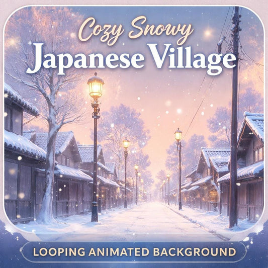 Japanese winter snow street loop background | cozy ambience animated video | seamless loop for Christmas scenes and videos