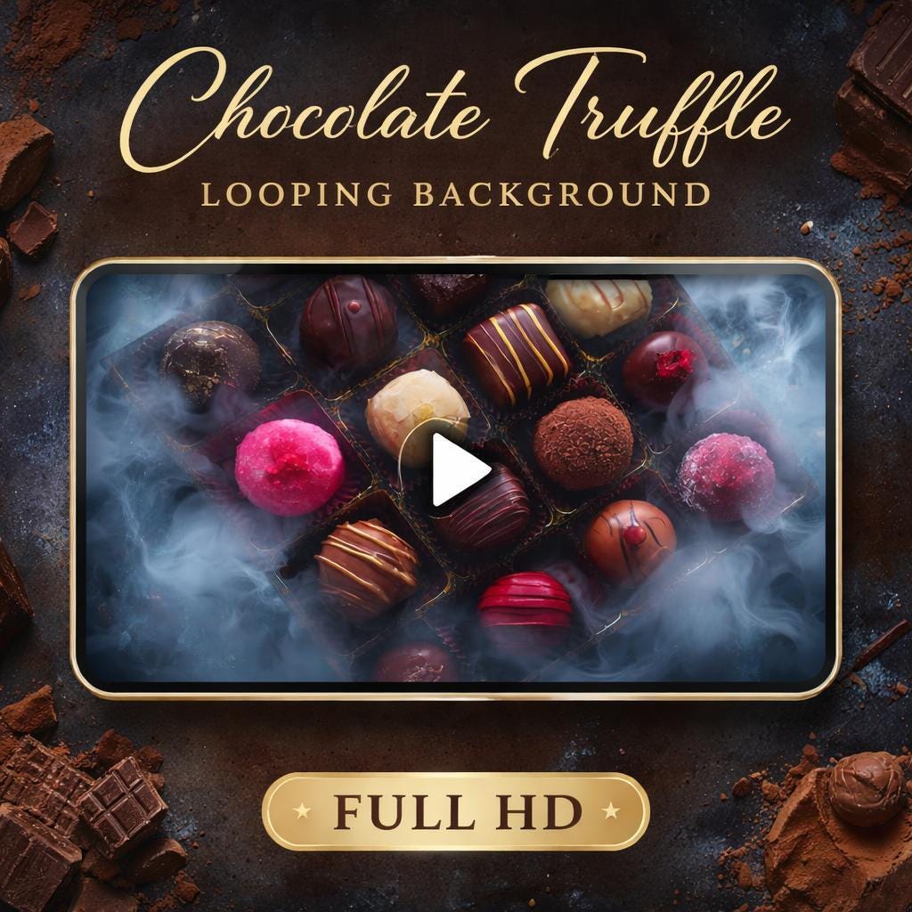 Chocolate Truffles Loop Video | Animated Box Background, Seamless Loop | Food & Drink Video Backdrop for Ads, Social Media, Menus