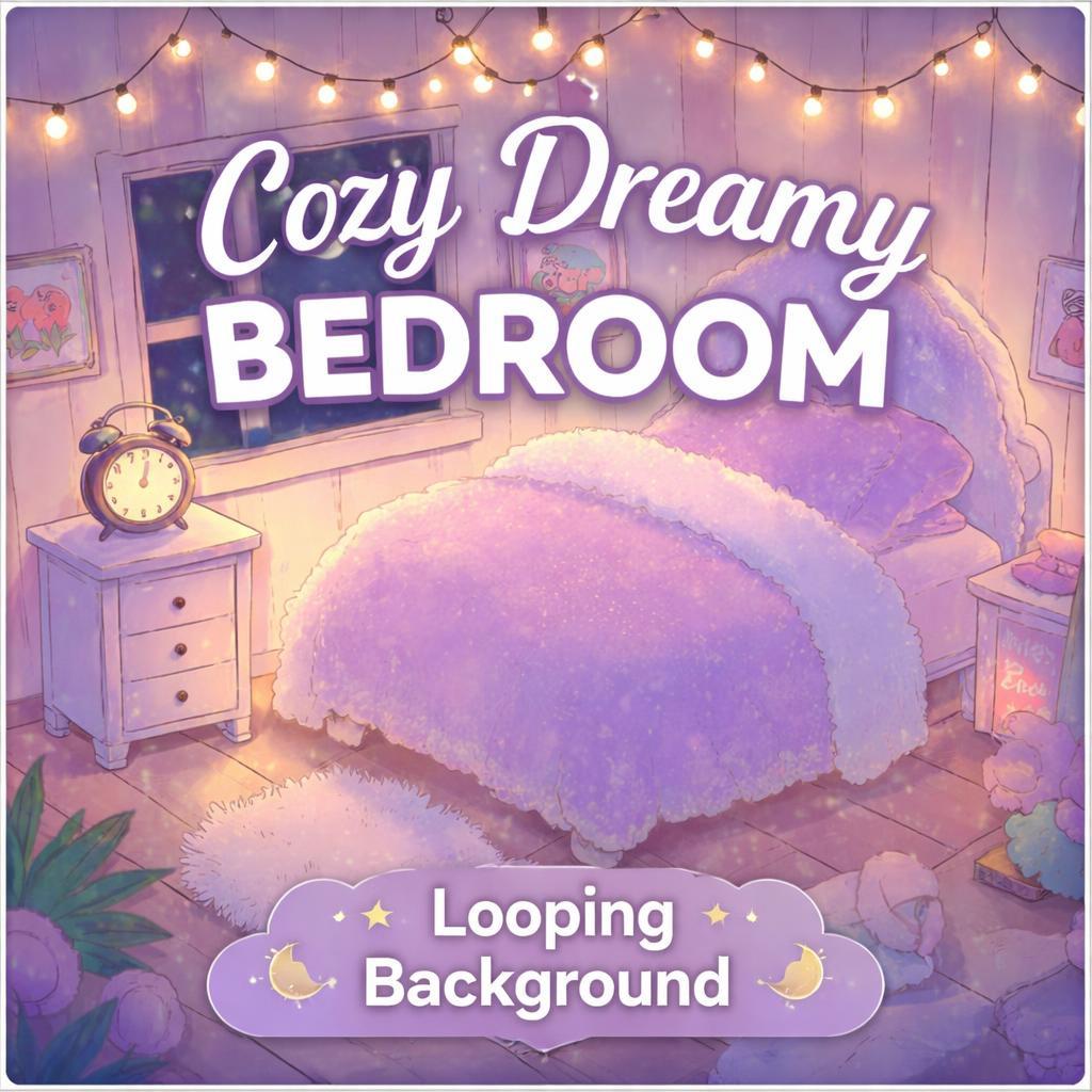 Cozy Pastel Bedroom Night Loop | Anime Kawaii background, lofi ambience | VTuber overlay, streaming, study, relaxation video