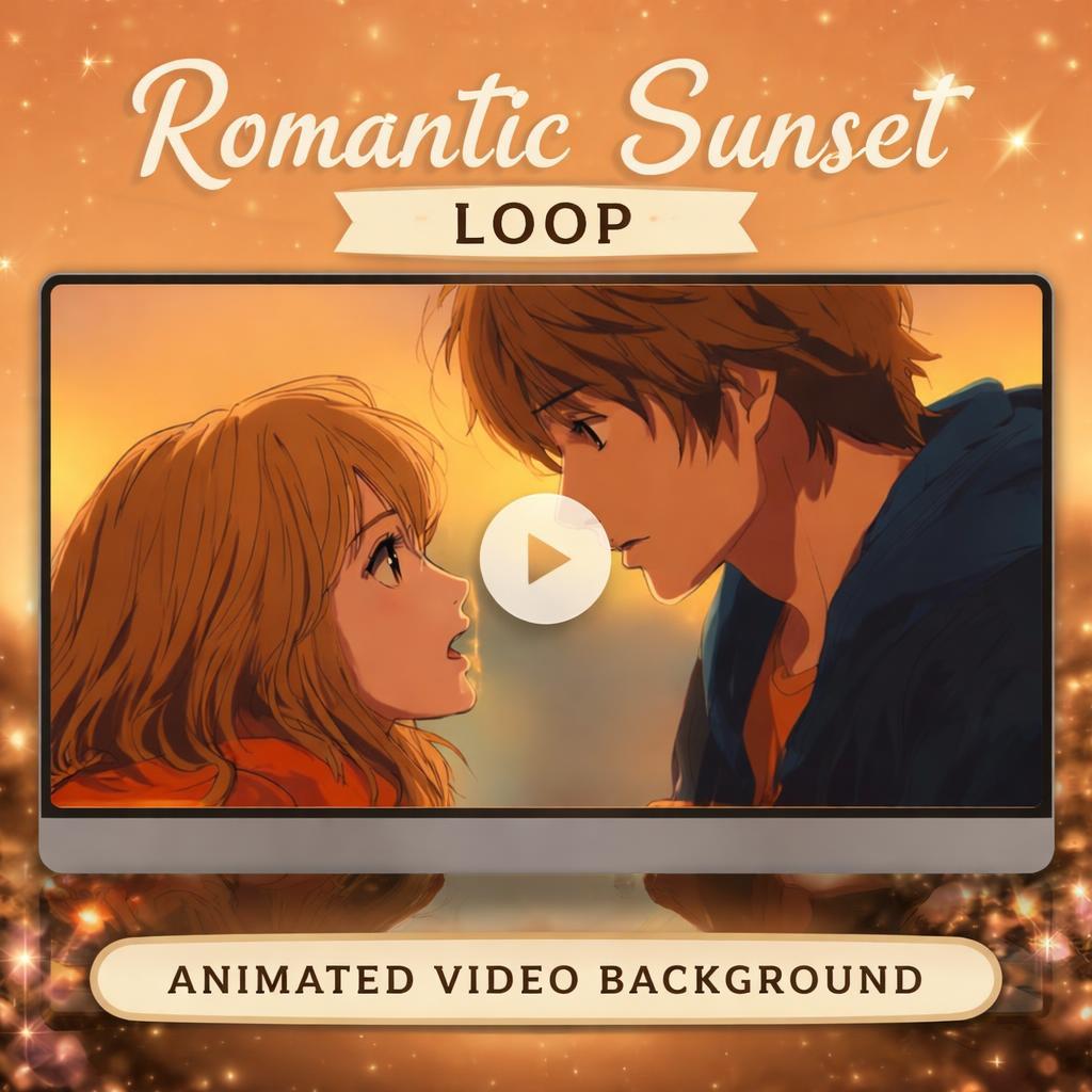 Anime background loop | Couple sunset animated video | Seamless video background for streams and edits