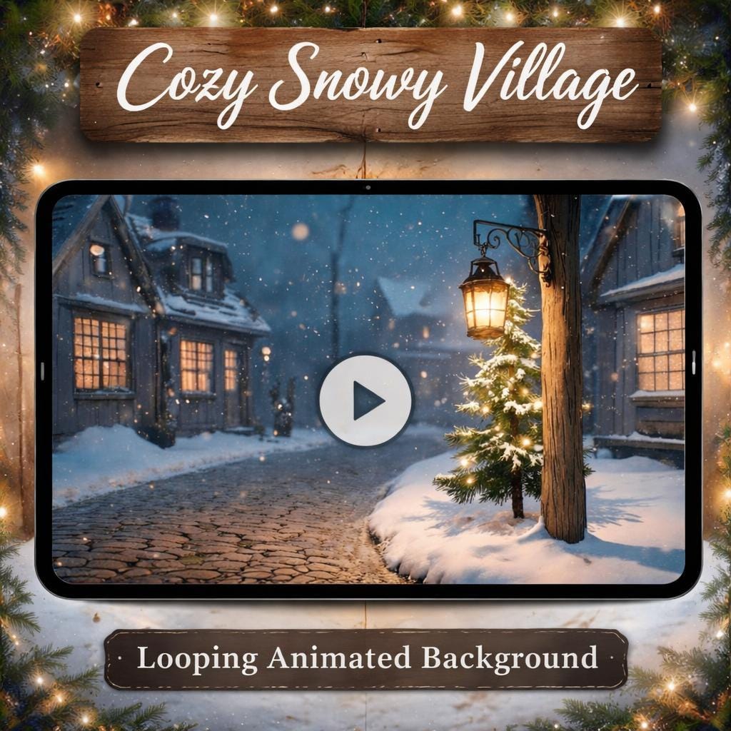 Christmas background animated loop | cozy snowy village video | lofi ambience for streams and videos