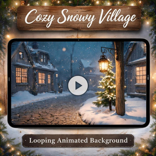Christmas background animated loop | cozy snowy village video | lofi ambience for streams and videos