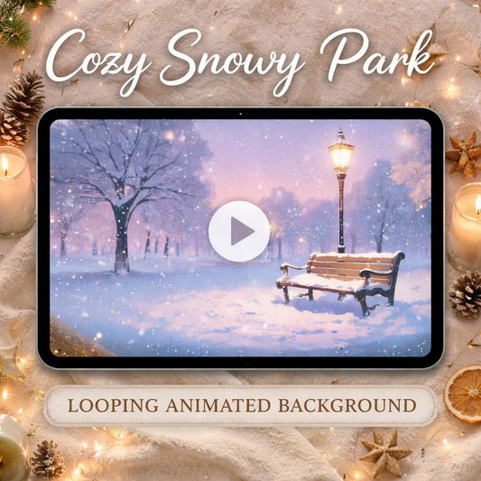 Snowfall Loop Video | Winter Park Bench Animated Background | Cozy Ambient Seamless Video for Christmas Scenes