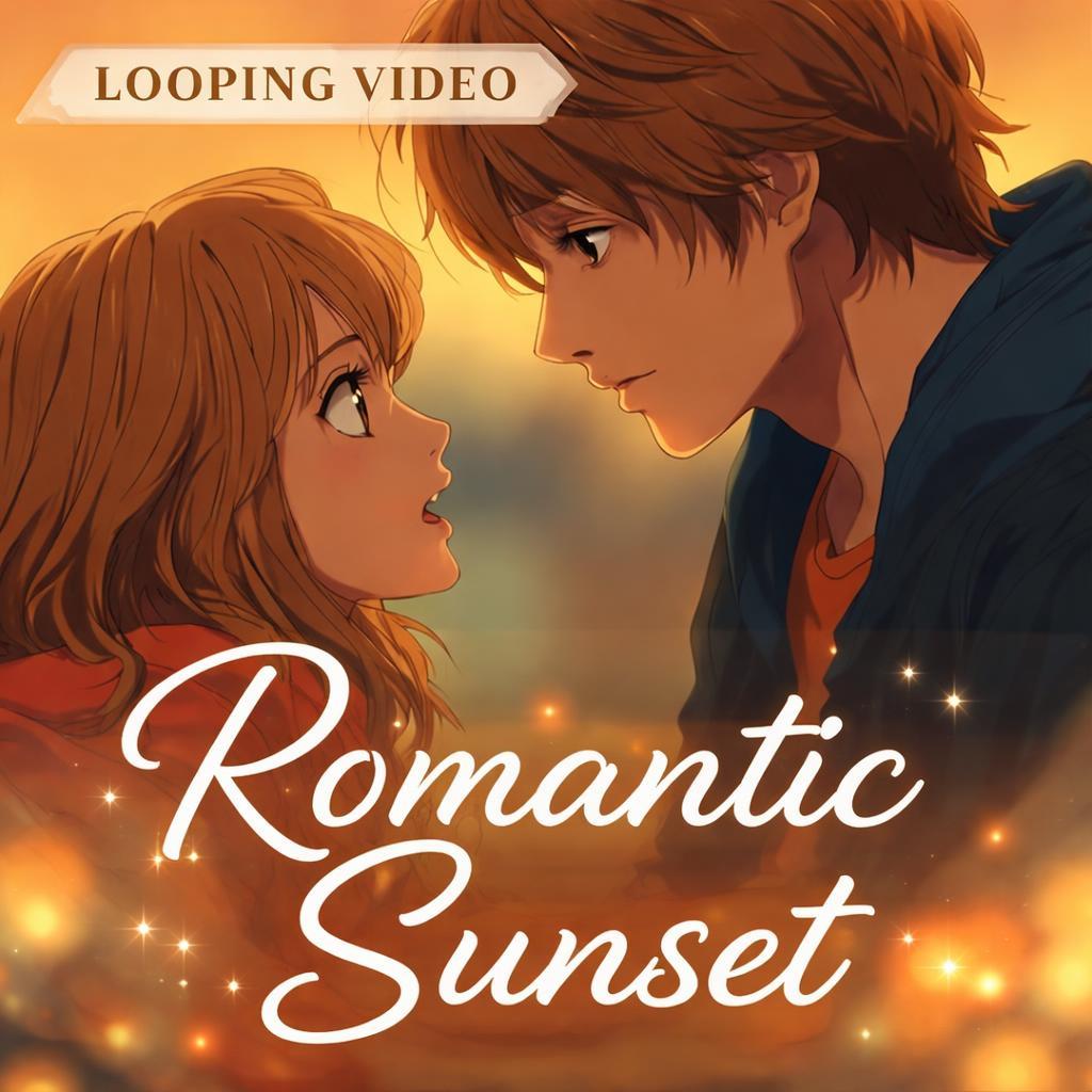 Anime background loop | Couple sunset animated video | Seamless video background for streams and edits