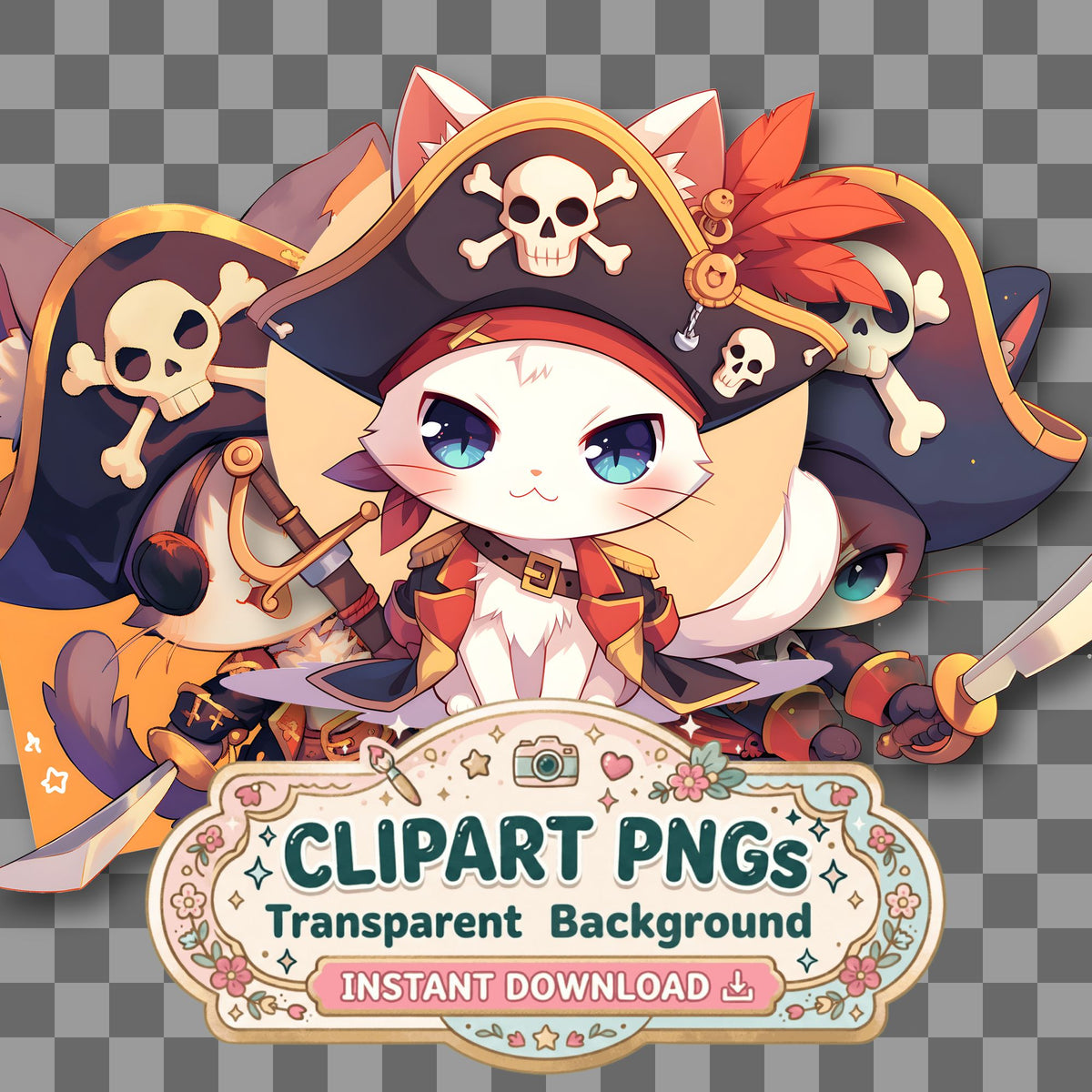 Cat Pirate Clipart Pngs
