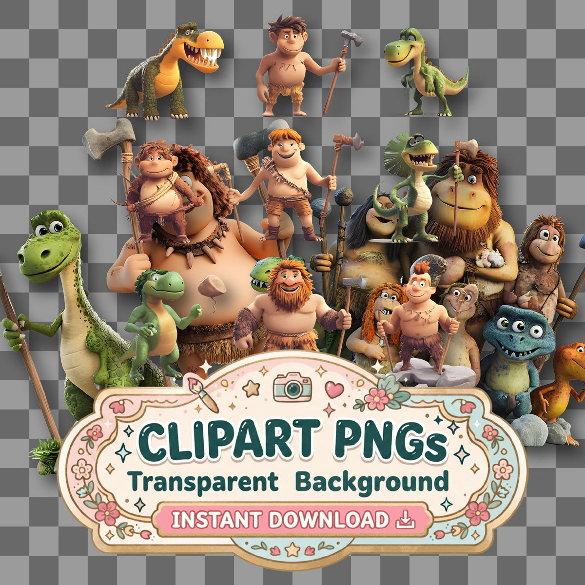 Caveman Characters Clipart Pngs