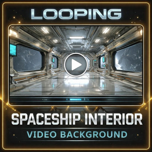 Space Station Corridor Loop Video | Cosmic animated background, stars, space video | Sci-fi intros, streams, VJ, overlays