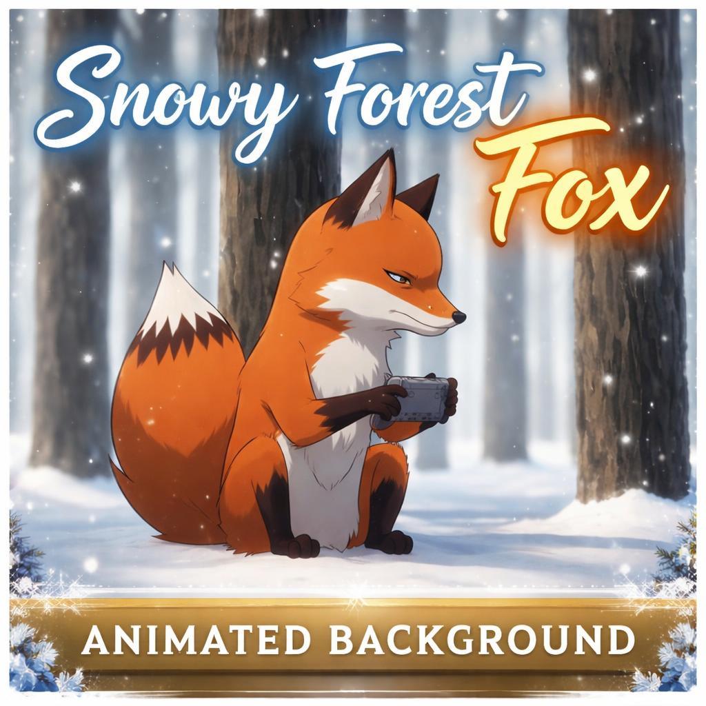 Fox Gaming Snowy Forest Loop | Cozy nature animated background | Twitch streamer video | Anime kawaii ambience