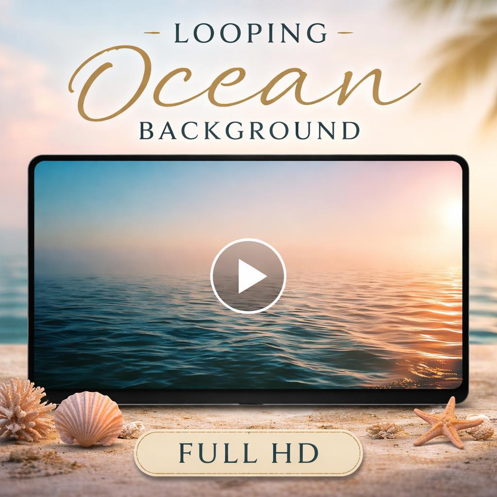 Sunset Ocean Waves Loop Video | Retro Vintage Ocean Background, Calming Sea Waves, Animated Backdrop for Video & Stream