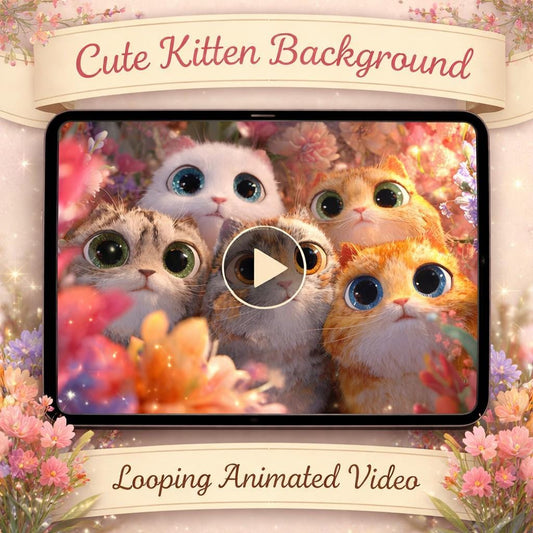 Cute Kittens Flower Loop Video | Floral animated background, aesthetic nature, seamless cute video | Zoom, Twitch, YouTube, reels