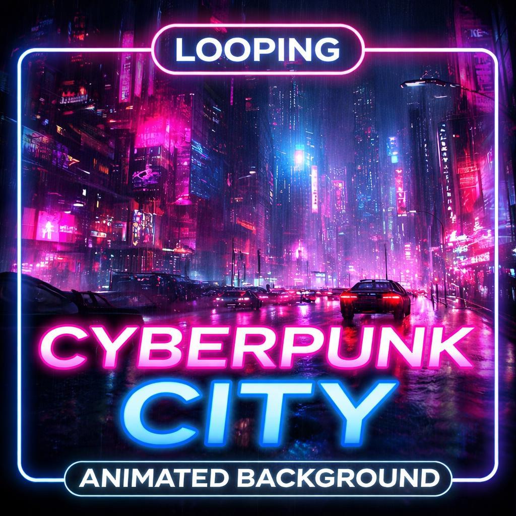 Cyberpunk Neon Rain City Loop | Sci‑Fi neon city background, cozy ambience rain video, animated cyberpunk loop use for streams