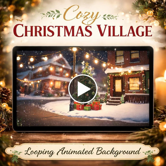 Christmas background animated loop | Snowy tree video, forest nature scene | Cozy winter ambience for streams and videos