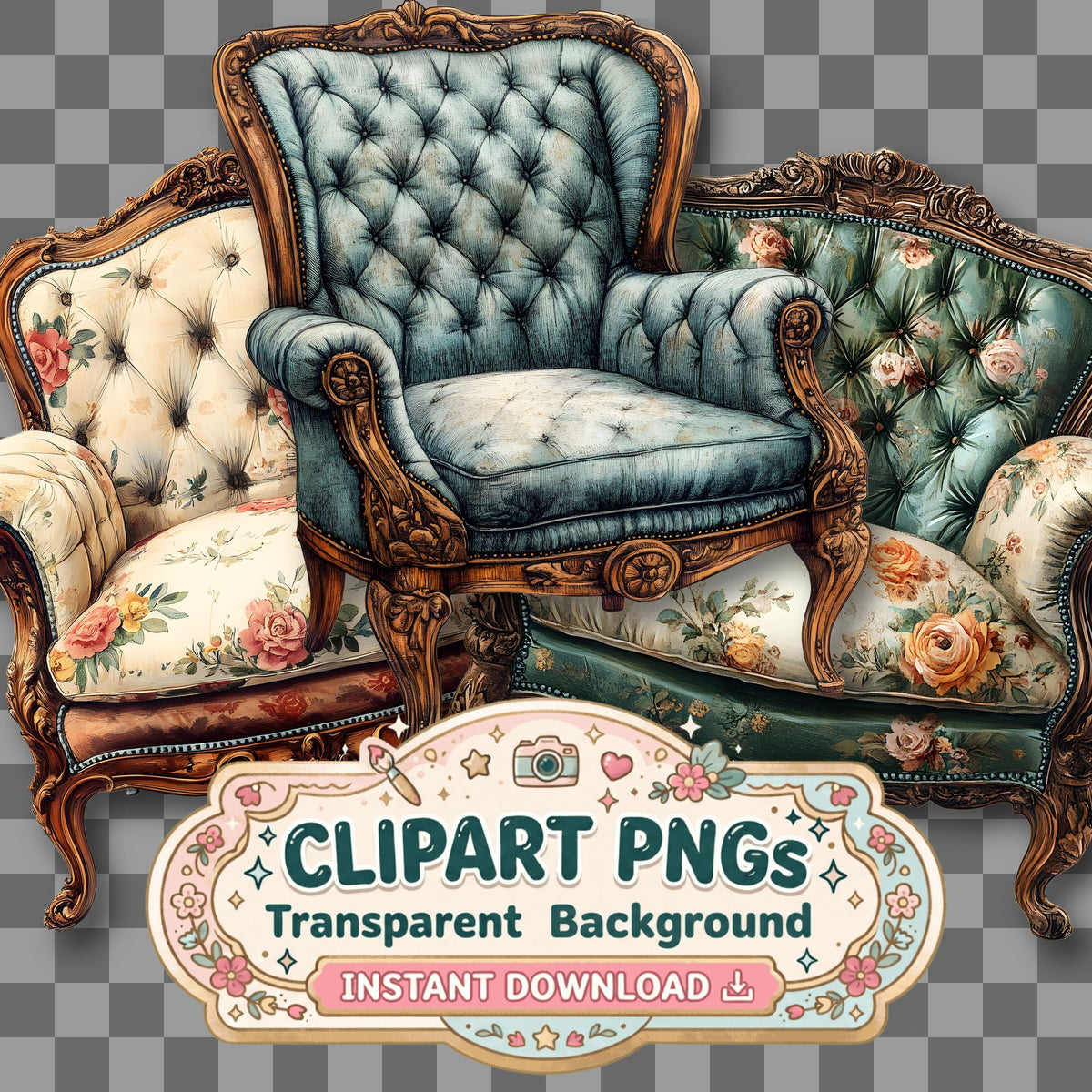 Chair Vintage Style Clipart Pngs