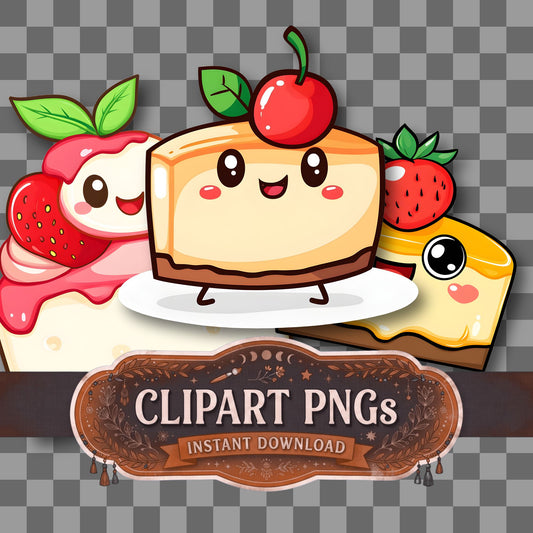 Cheesecake Kawaii Style Clipart Pngs