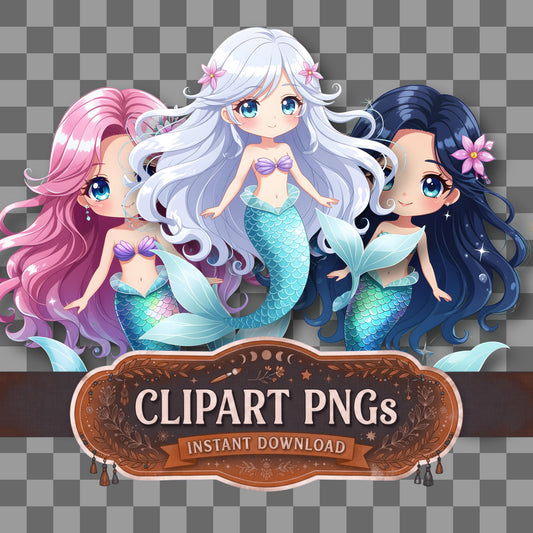 Chibi Anime Mermaid Clipart Pngs